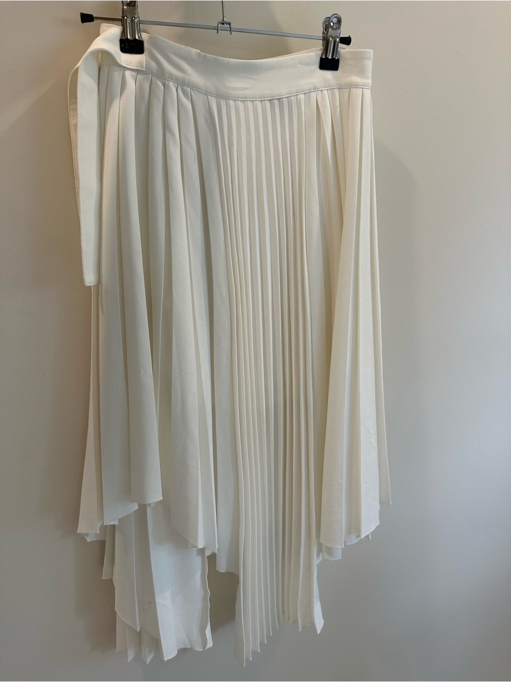 Maje Ivory Asymmetrical Pleated Wrap Skirt
